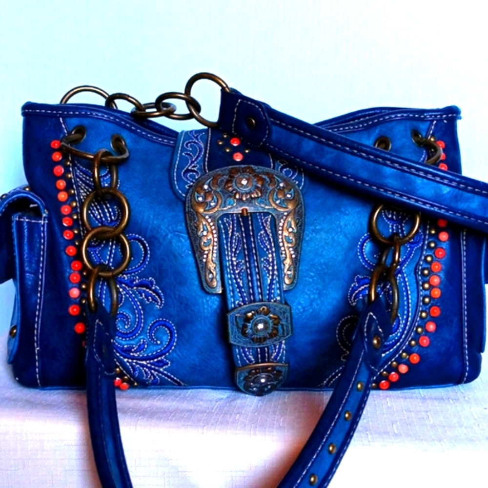Montana West Blue and Orange Shoulder Bag